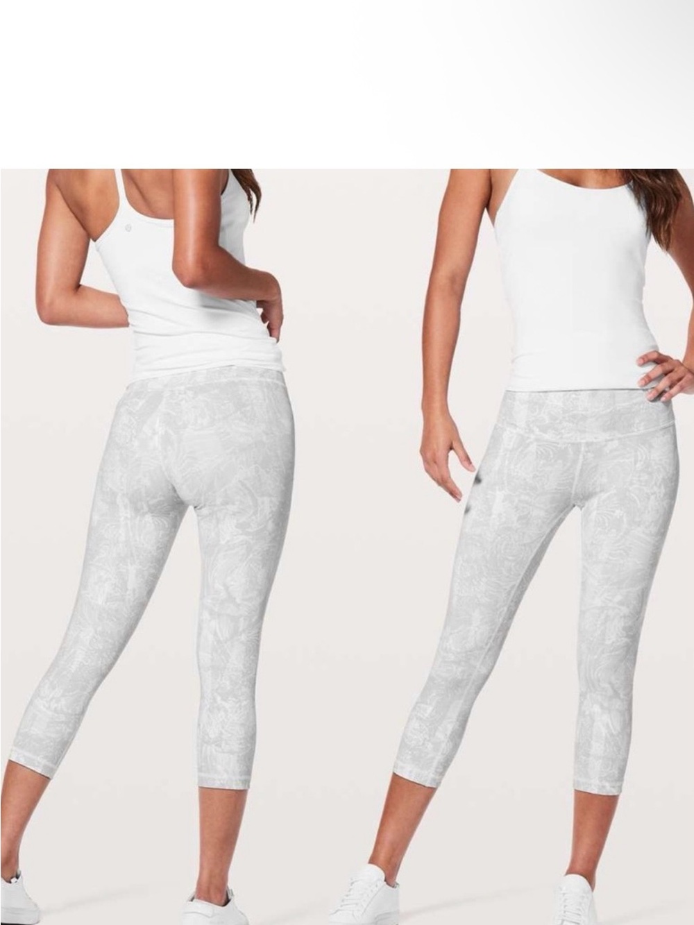 lululemon athletica Light Gray Marble-Print Capri Leggings